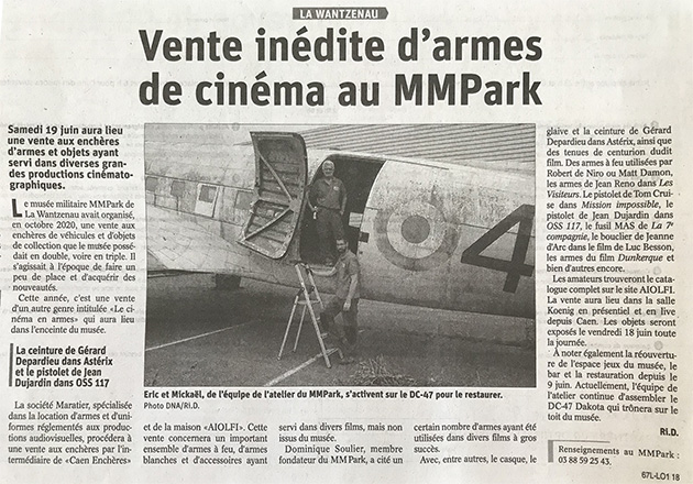 Vente indédite d'armes du cinéma au MM Park